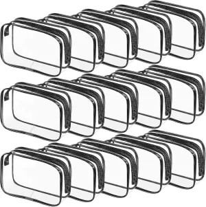 15 Packs Clear Zippered Toiletry Bags Transparent PVC Waterproof Cosmetic Bag for Travel Makeup Organizer Medium Pouches Easy Carry-on
