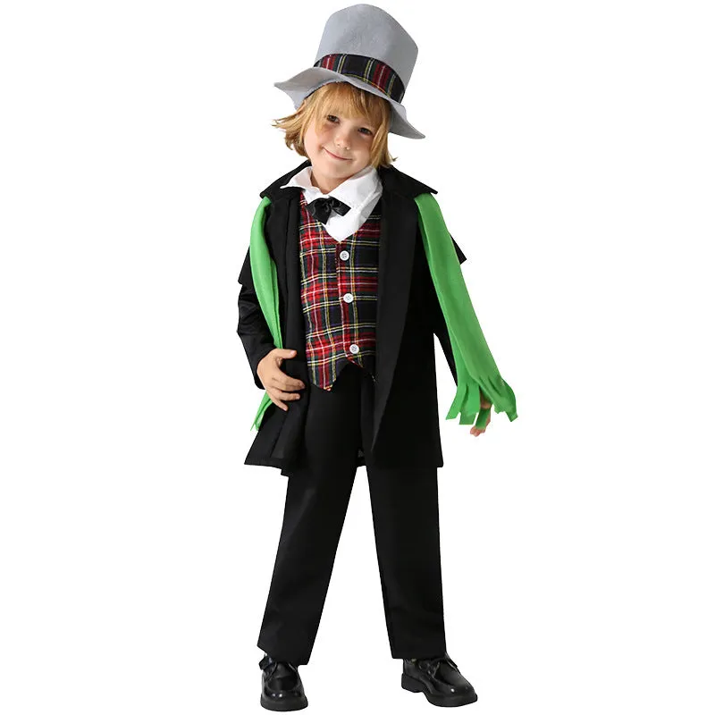3 Pieces Set Kid Girls Boys St Patrick's Day Checked Vests Waistcoats Solid Color Jackets Outwears And Hats Wholesale 25010725