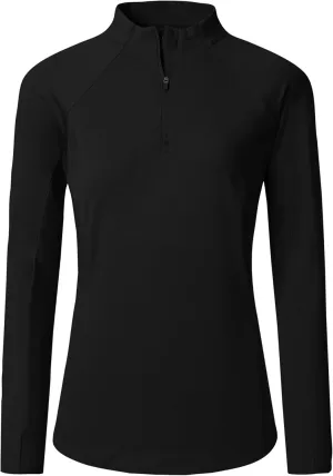 AIRIKE Long Sleeve Golf Polo Shirts for Women Stand Up Collar Thermal Fleece Womens Tank Top