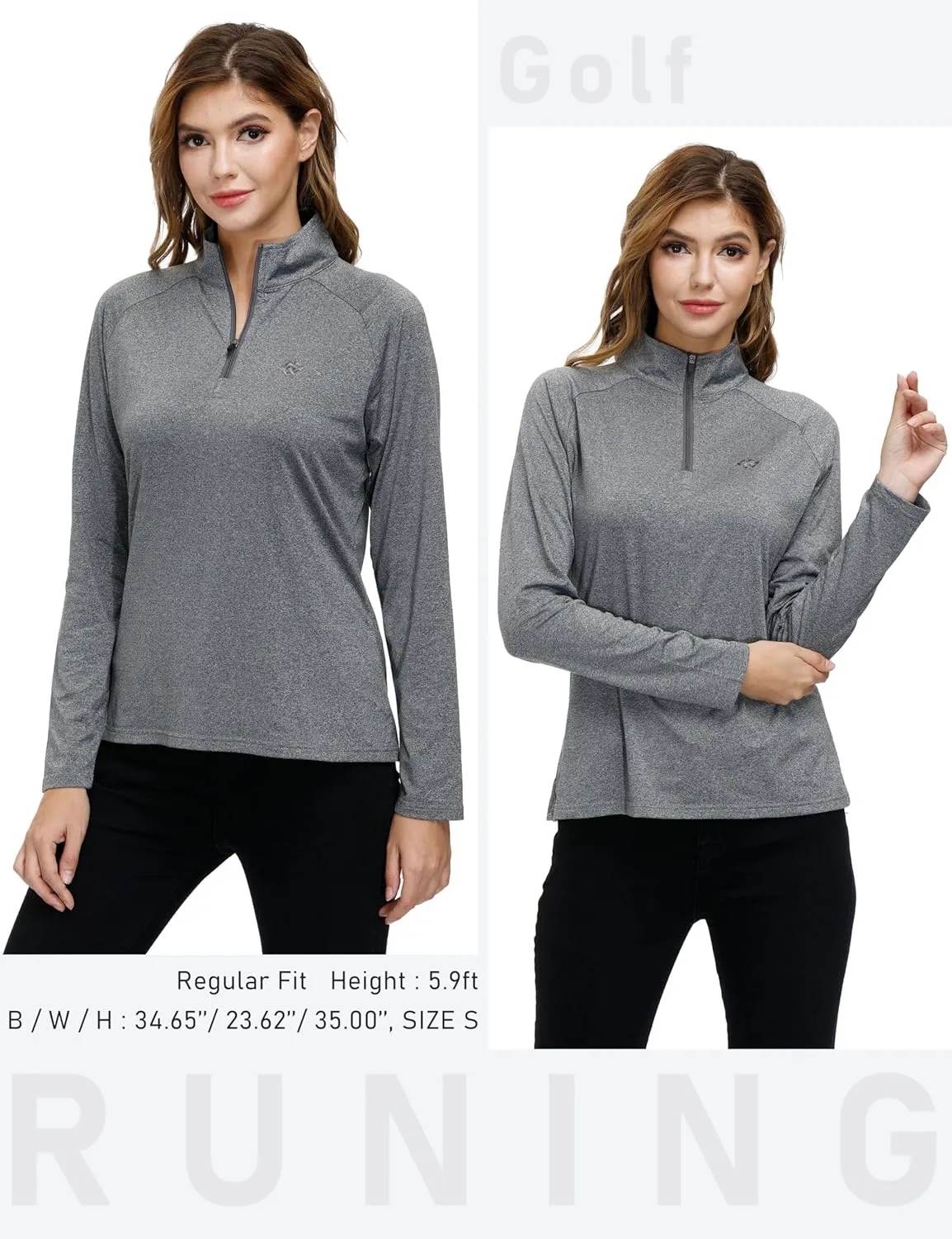 AIRIKE Long Sleeve Golf Polo Shirts for Women Stand Up Collar Thermal Fleece Womens Tank Top