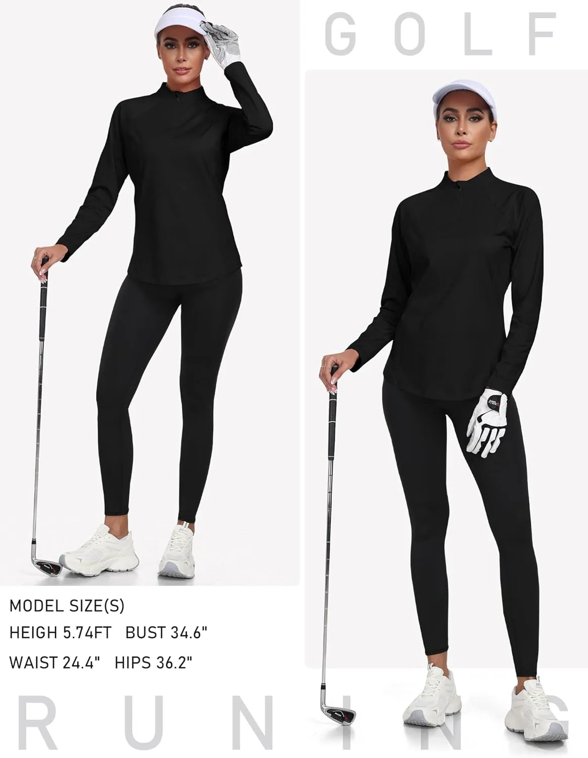 AIRIKE Long Sleeve Golf Polo Shirts for Women Stand Up Collar Thermal Fleece Womens Tank Top