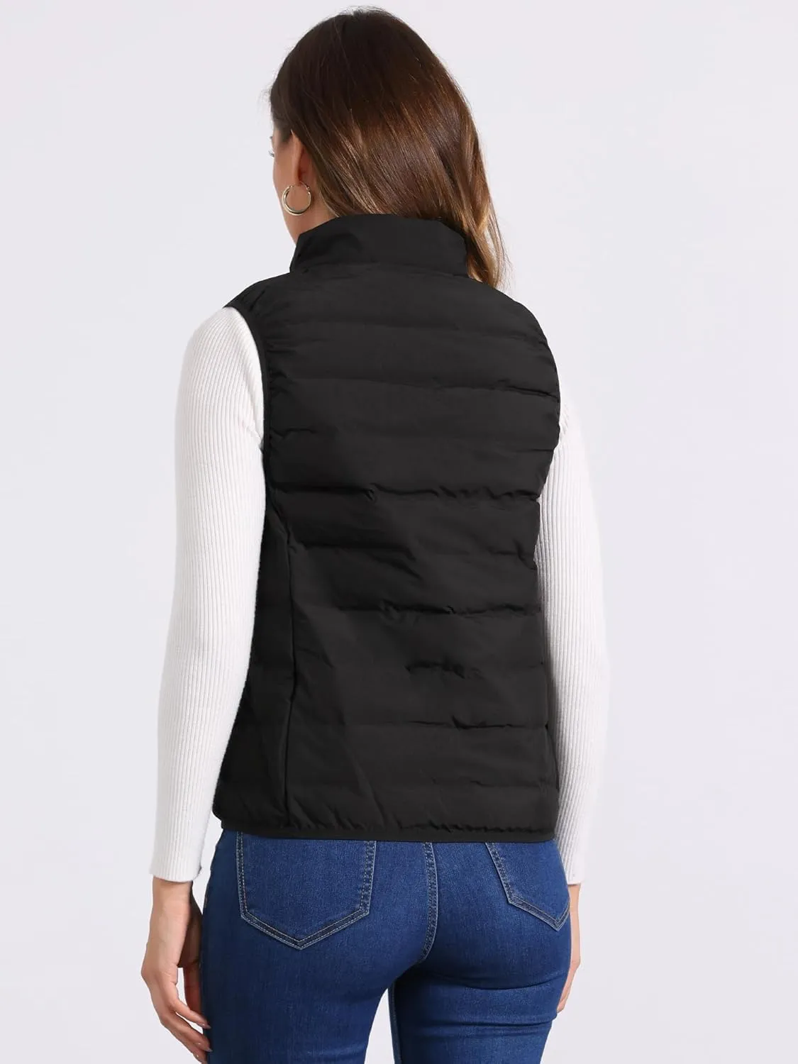 Allegra K Sleeveless Puffer Vests for Women's Lightweight Zip Up Vest