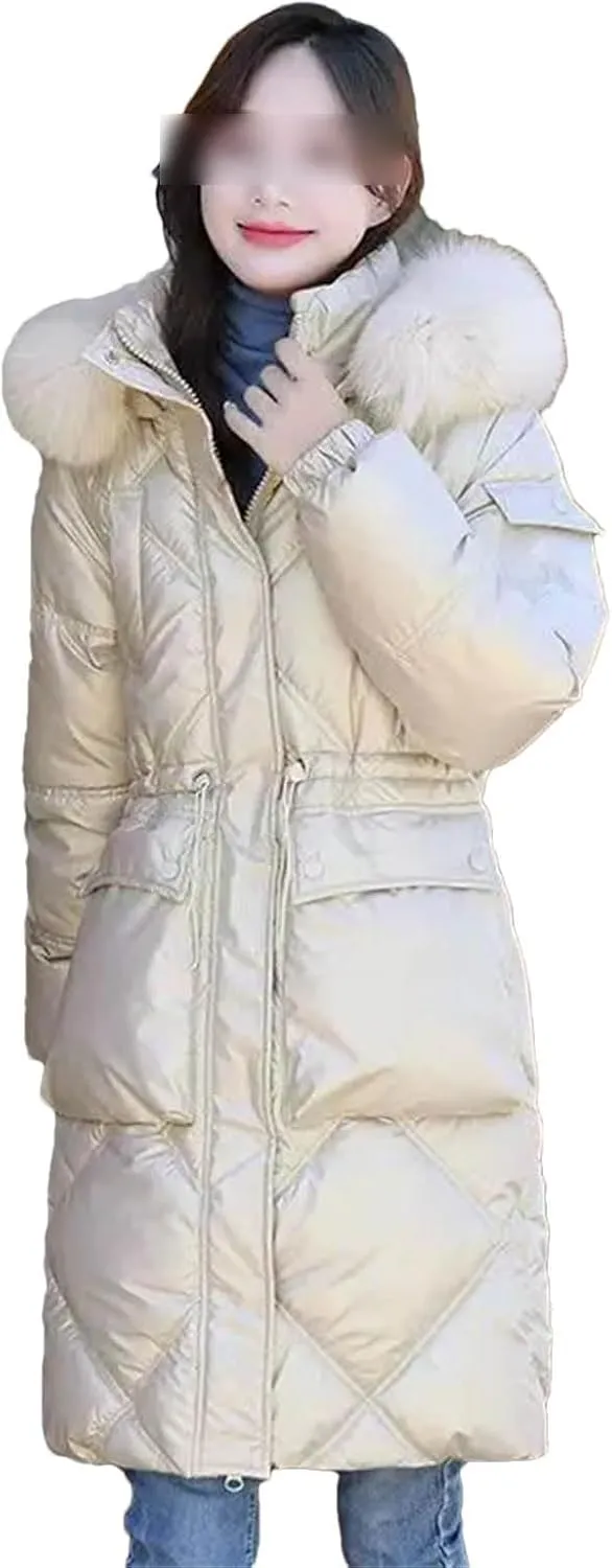 Autumn Winter Hooded Fur Collar Long Parkas Mujer Thick Warm Down Cotton Padded Jacket Casual Hoodies Coat