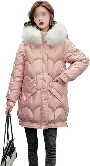 Autumn Winter Hooded Fur Collar Long Parkas Mujer Thick Warm Down Cotton Padded Jacket Casual Hoodies Coat