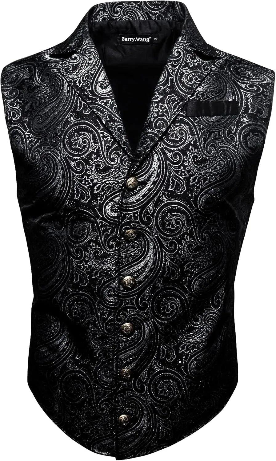 Barry.Wang Mens Victorian Vest Steampunk Gothic Paisley Tailored Collar Waistcoat Halloween Themed Party