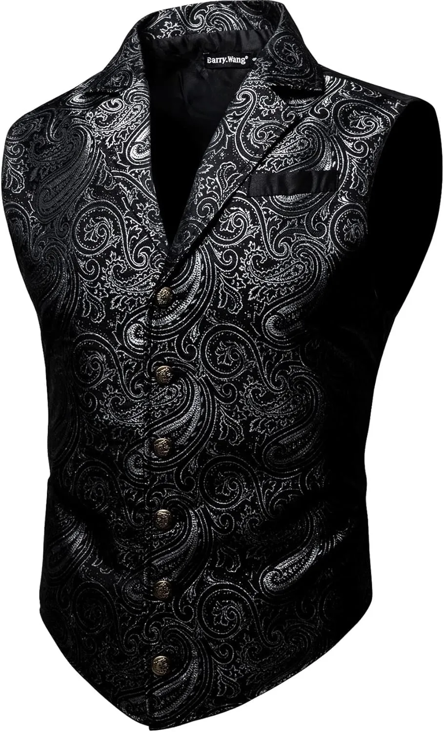 Barry.Wang Mens Victorian Vest Steampunk Gothic Paisley Tailored Collar Waistcoat Halloween Themed Party