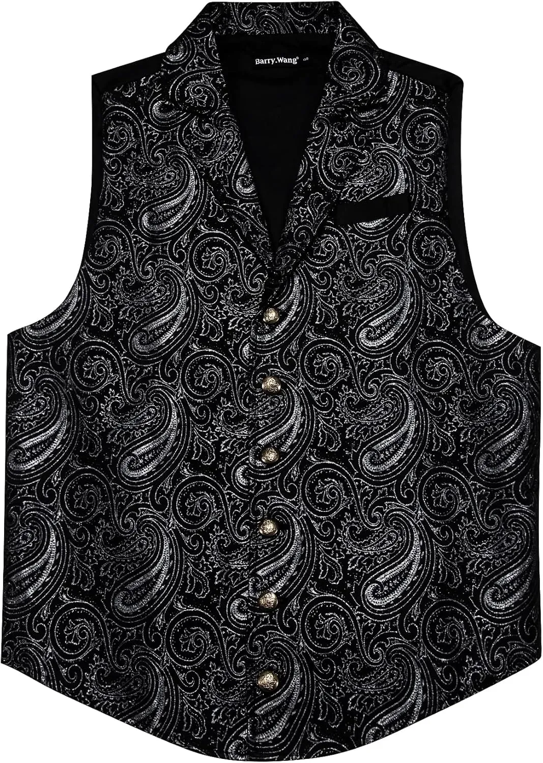 Barry.Wang Mens Victorian Vest Steampunk Gothic Paisley Tailored Collar Waistcoat Halloween Themed Party