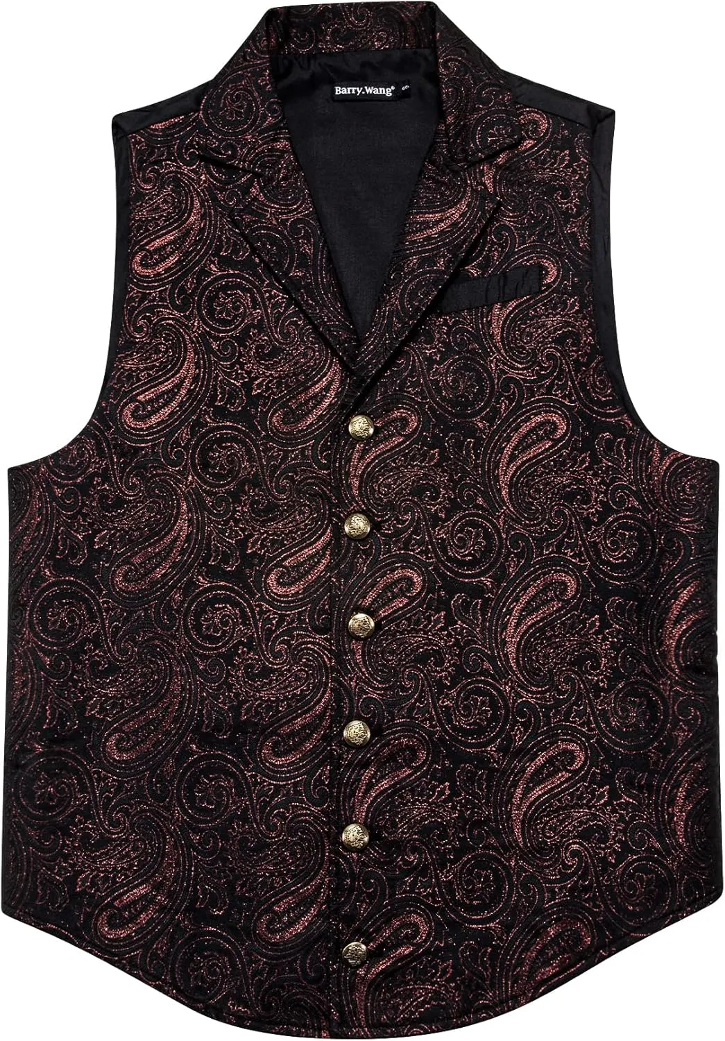 Barry.Wang Mens Victorian Vest Steampunk Gothic Paisley Tailored Collar Waistcoat Halloween Themed Party