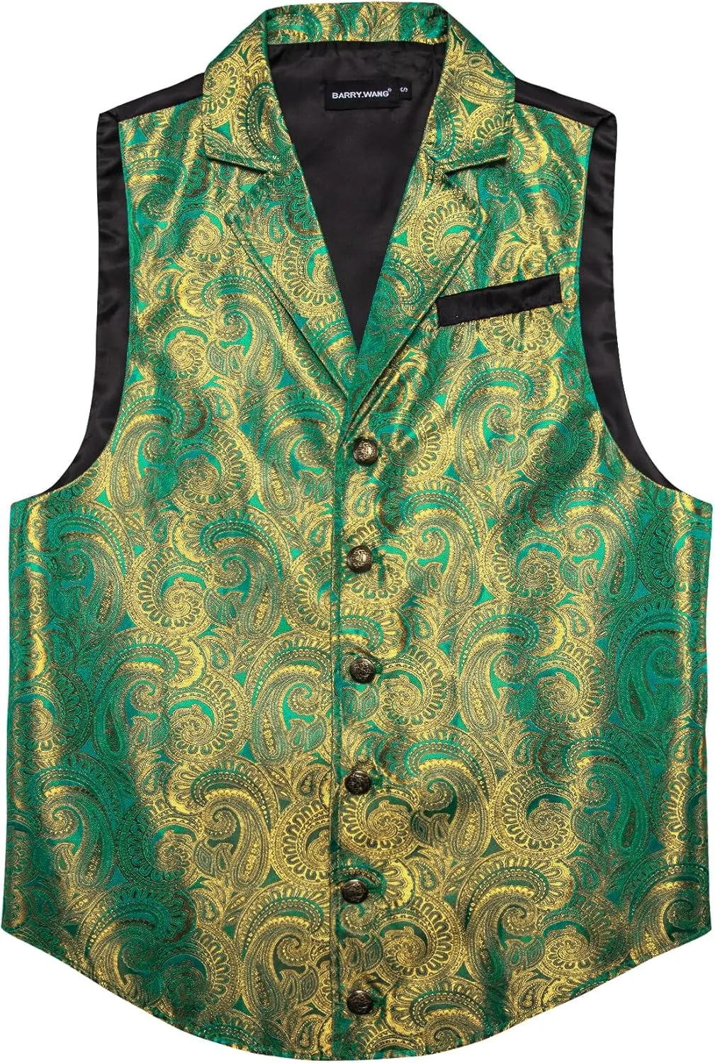 Barry.Wang Mens Victorian Vest Steampunk Gothic Paisley Tailored Collar Waistcoat Halloween Themed Party