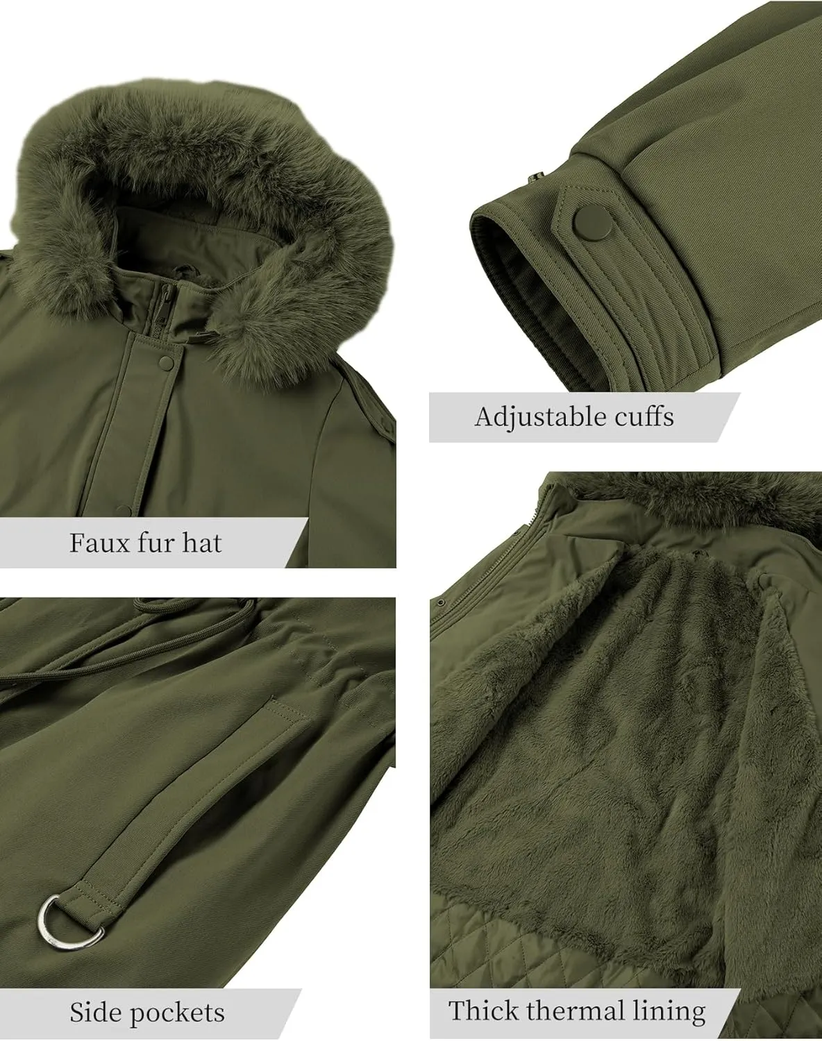 Bellivera Women's Plus Size Parka Jacket Long Winter Warm Hooded Zipper Coat D-3108plus Red 5X