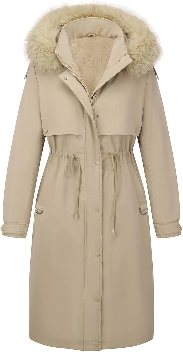 Bellivera Women's Plus Size Parka Jacket Long Winter Warm Hooded Zipper Coat D-3108plus Red 5X