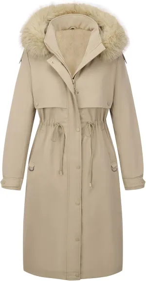 Bellivera Women's Plus Size Parka Jacket Long Winter Warm Hooded Zipper Coat D-3108plus Red 5X