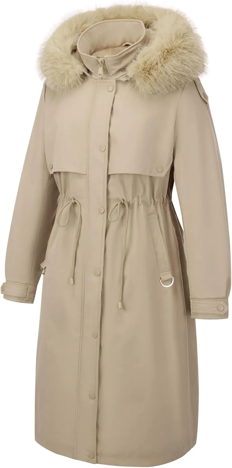 Bellivera Women's Plus Size Parka Jacket Long Winter Warm Hooded Zipper Coat D-3108plus Red 5X
