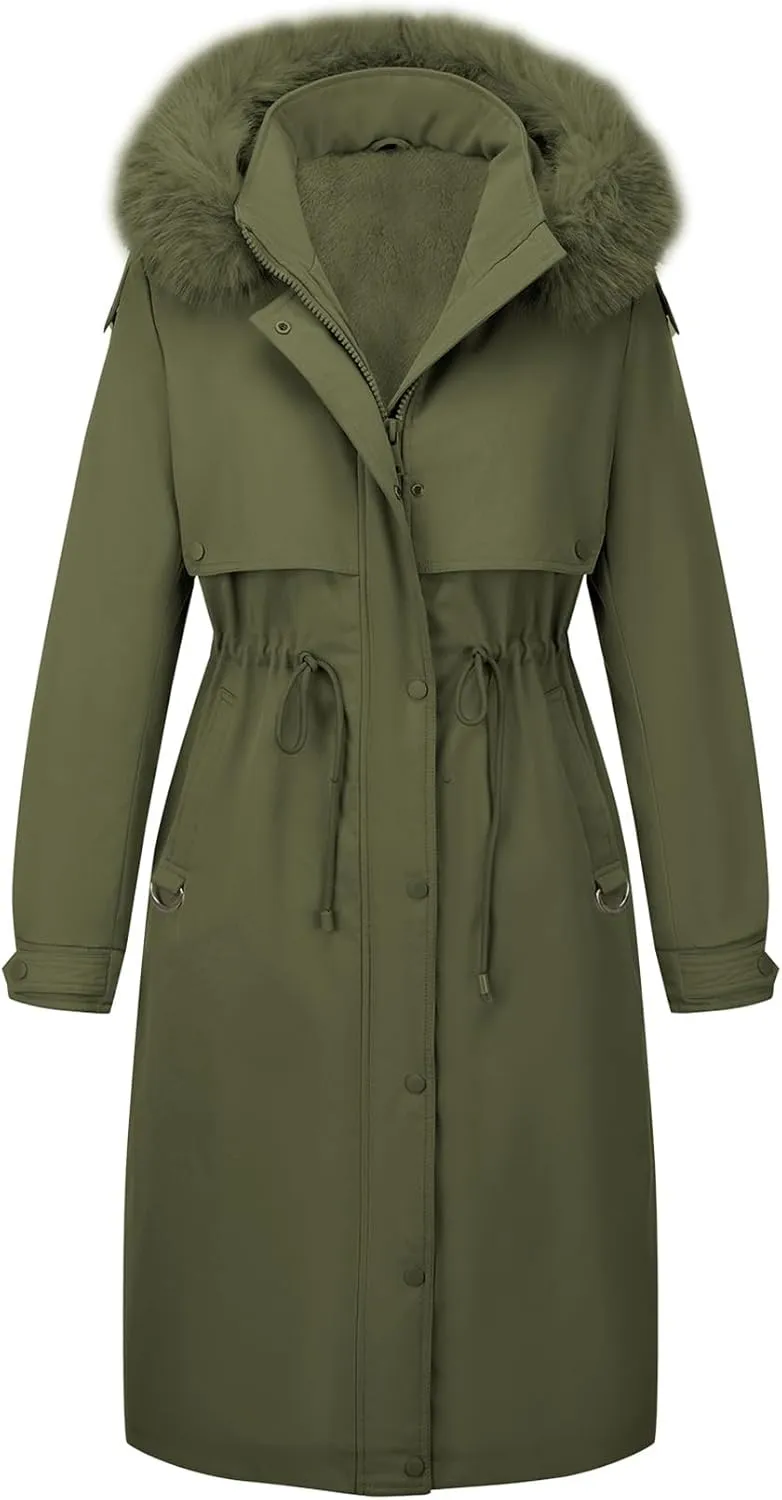 Bellivera Women's Plus Size Parka Jacket Long Winter Warm Hooded Zipper Coat D-3108plus Red 5X
