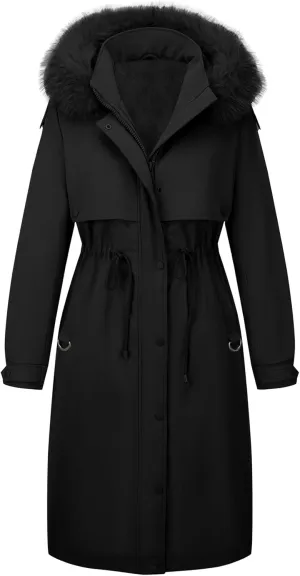 Bellivera Women's Plus Size Parka Jacket Long Winter Warm Hooded Zipper Coat D-3108plus Red 5X