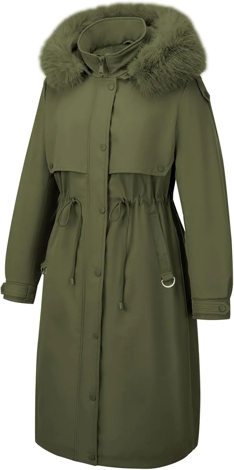 Bellivera Women's Plus Size Parka Jacket Long Winter Warm Hooded Zipper Coat D-3108plus Red 5X
