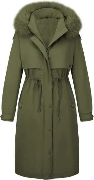 Bellivera Women's Plus Size Parka Jacket Long Winter Warm Hooded Zipper Coat D-3108plus Red 5X