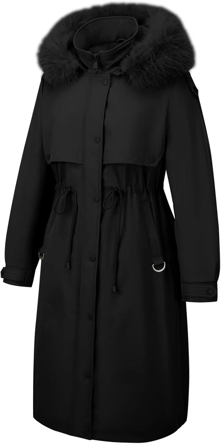 Bellivera Women's Plus Size Parka Jacket Long Winter Warm Hooded Zipper Coat D-3108plus Red 5X