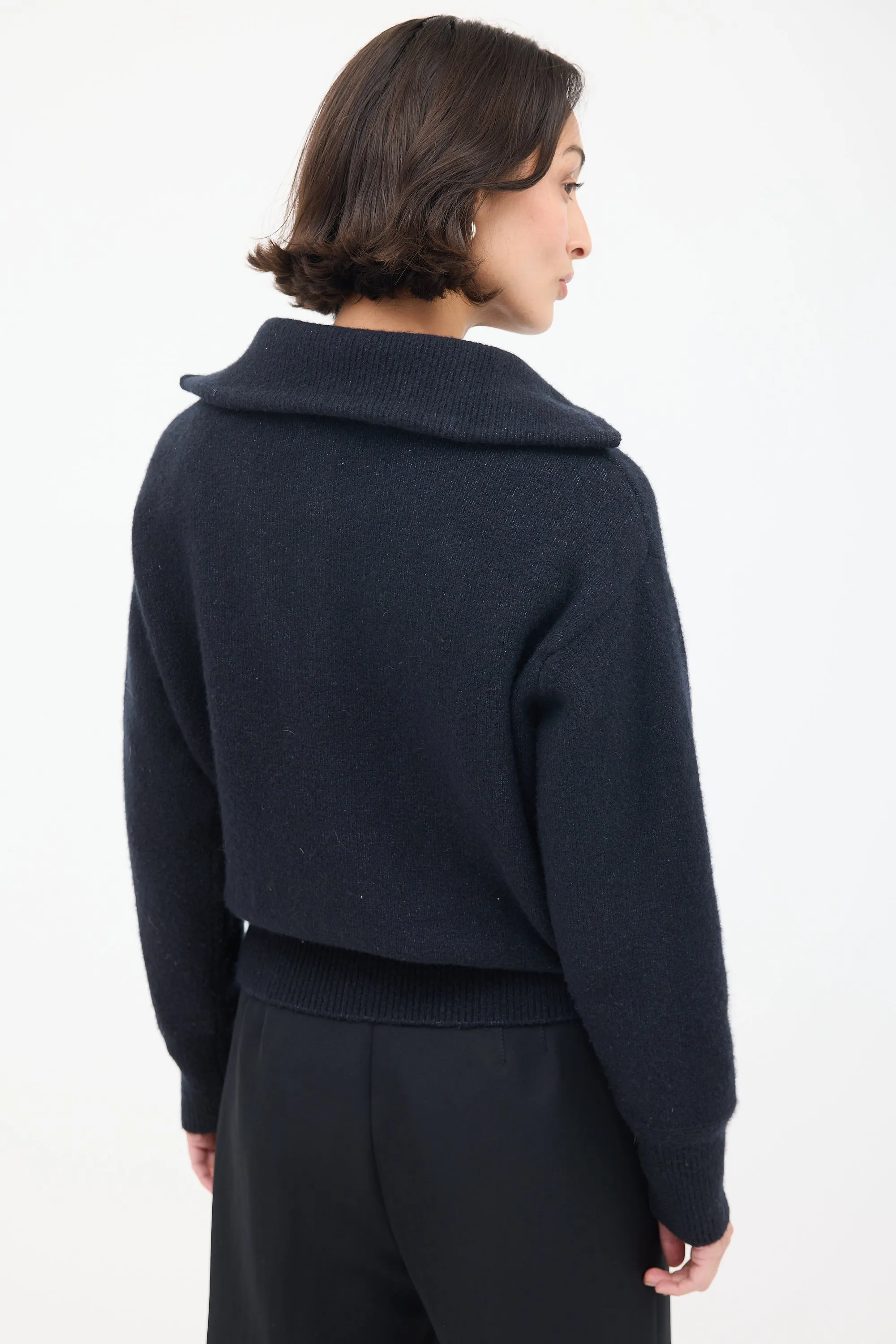 Black Wool Fancy Zip Sweater