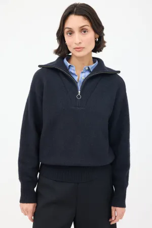Black Wool Fancy Zip Sweater