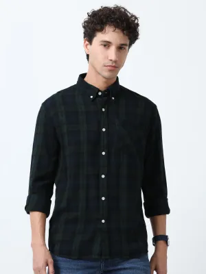 Clio - Brushed Checkered Shirt - Forest Green Checkered