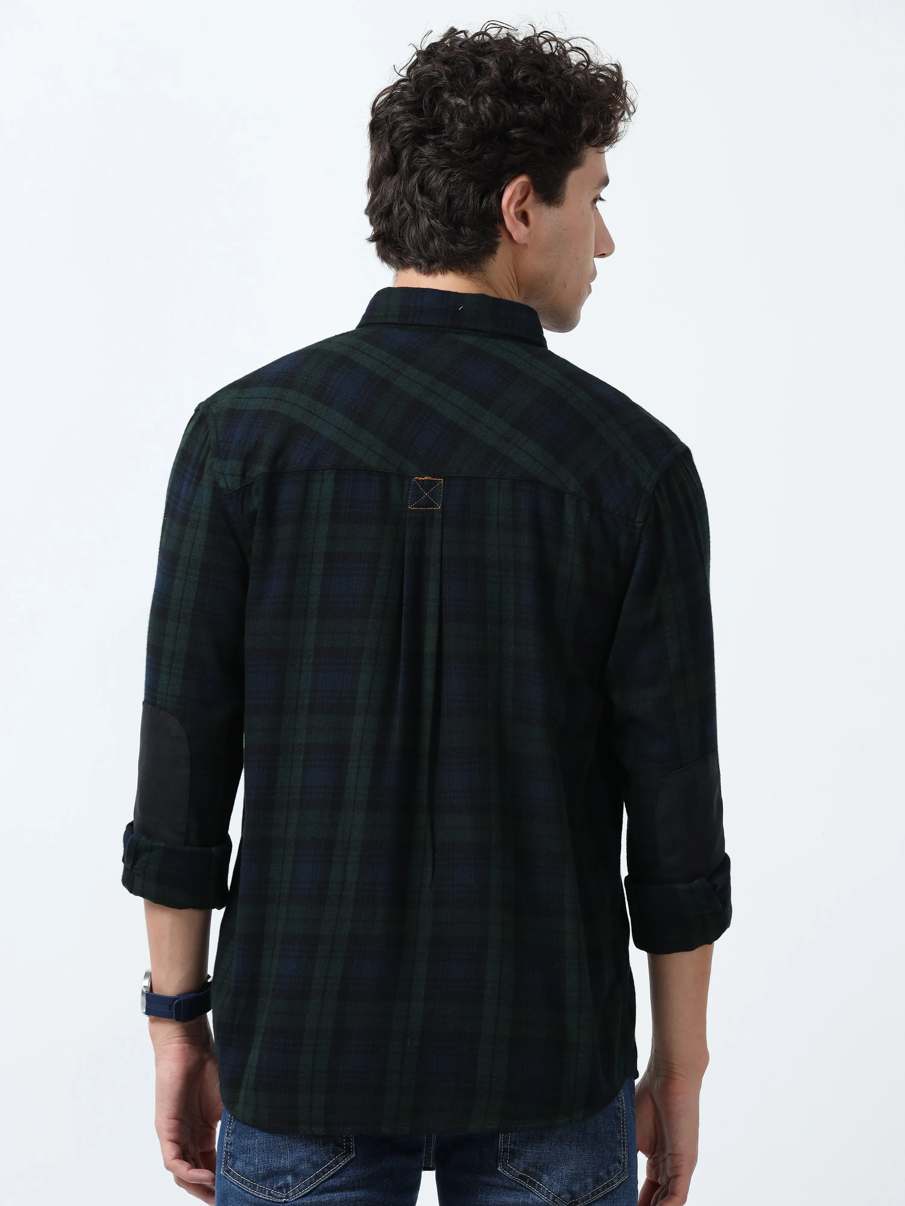 Clio - Brushed Checkered Shirt - Forest Green Checkered