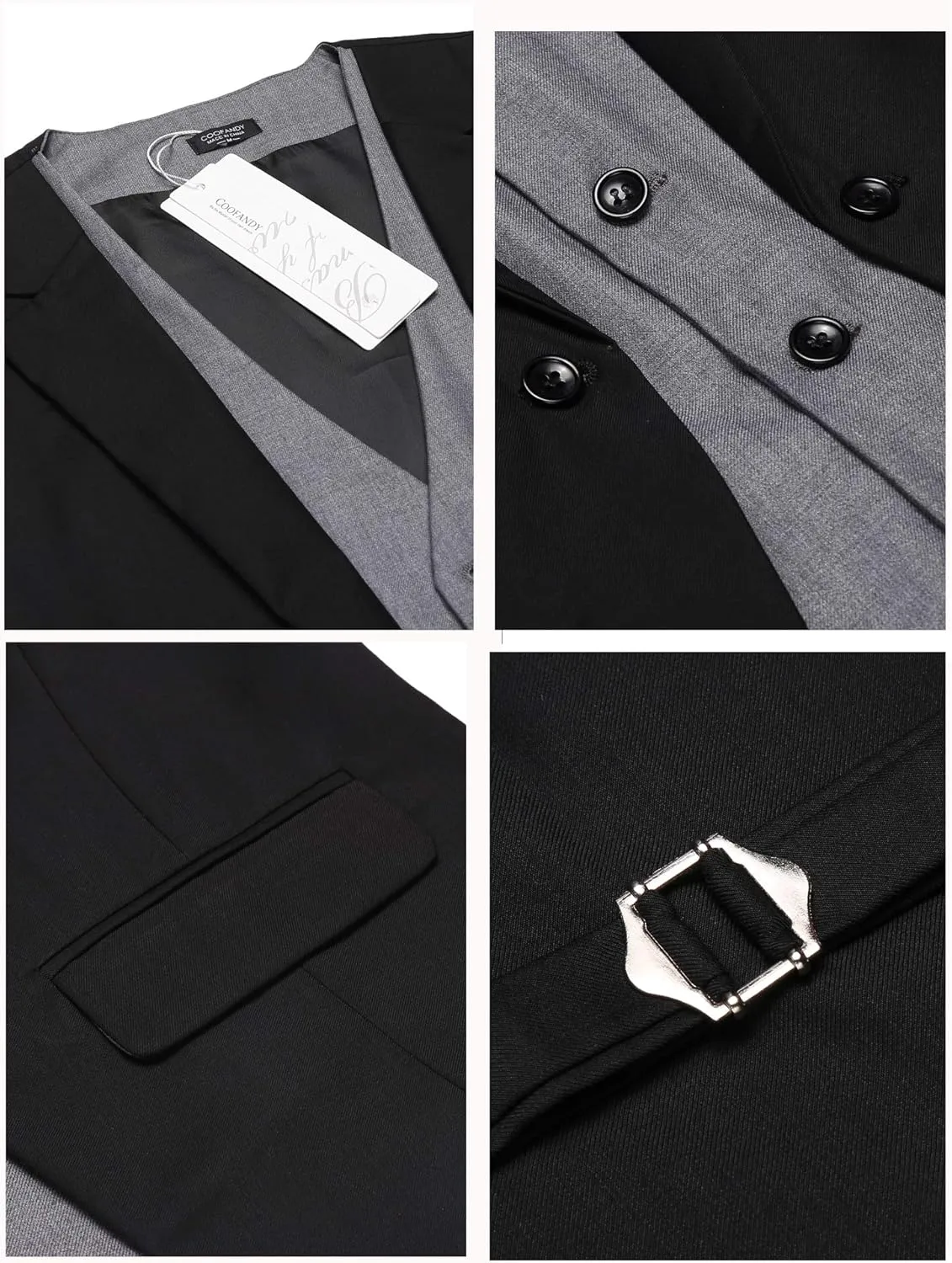 COOFANDY Men's Layered Suit Vest Business Dress Vests Formal Wedding Waistcoat Slim Fit