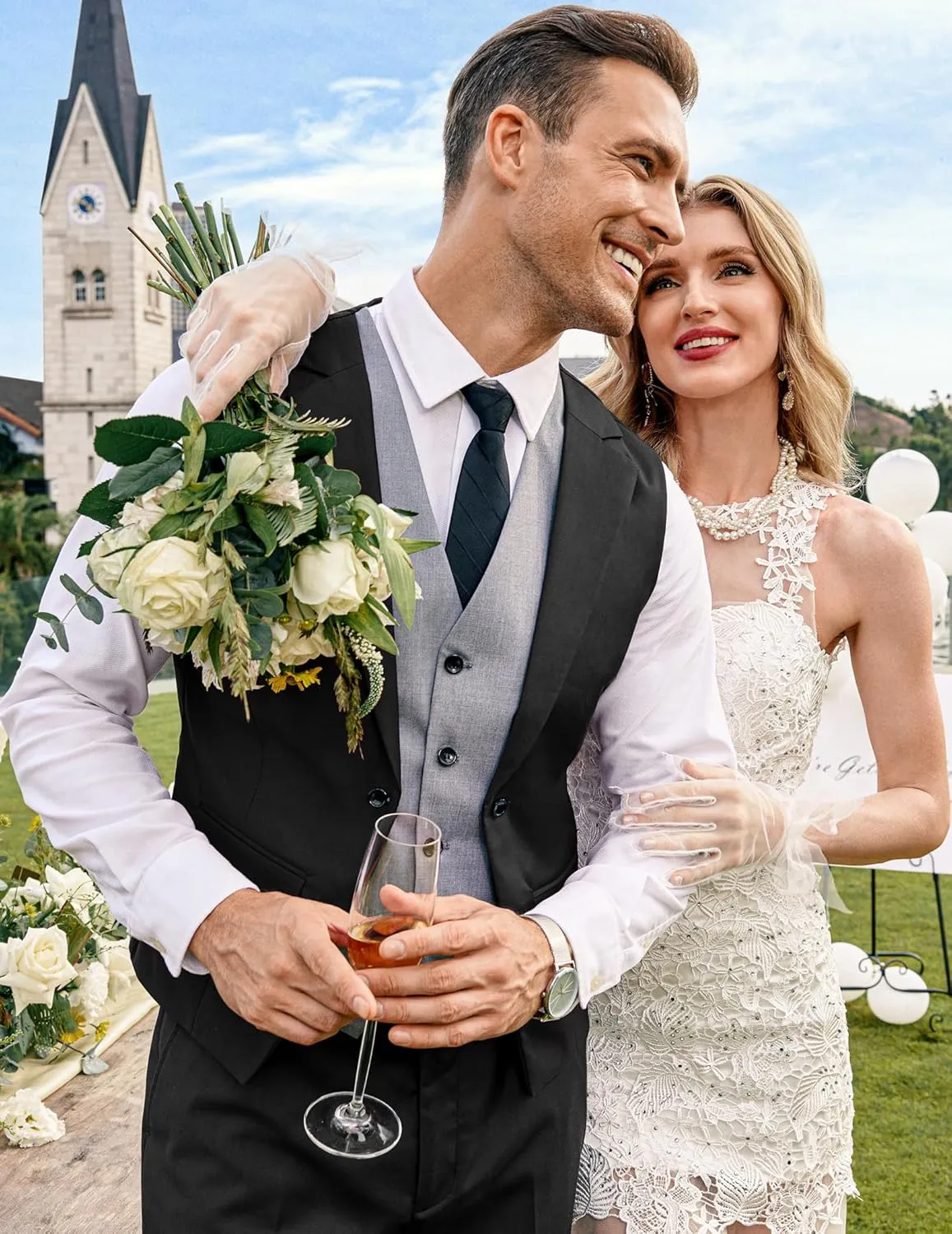 COOFANDY Men's Layered Suit Vest Business Dress Vests Formal Wedding Waistcoat Slim Fit
