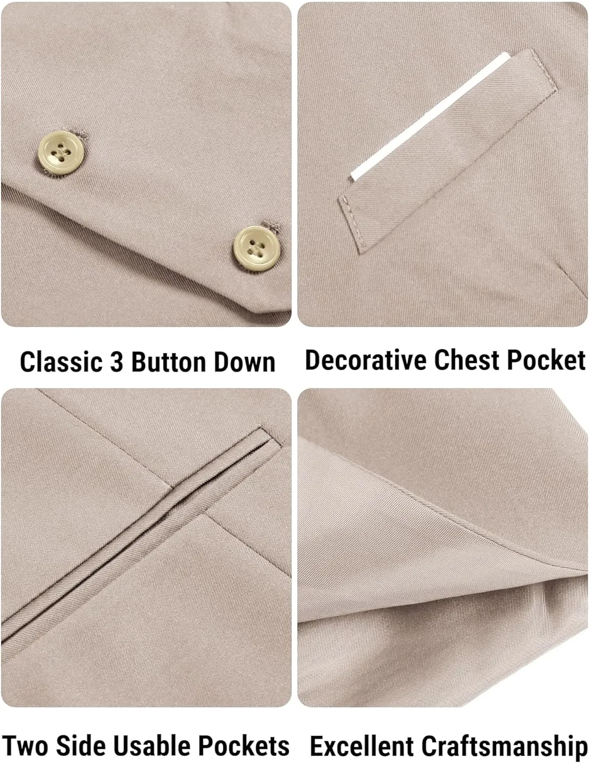 COOFANDY Men's Suit Vest Slim Fit Formal Dress Waistcoat Casual Business Vests for Suit or Tuxedo