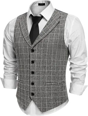 COOFANDY Men's Suit Vests Slim Fit Waistcoat Notch Lapel Casual Formal Vest