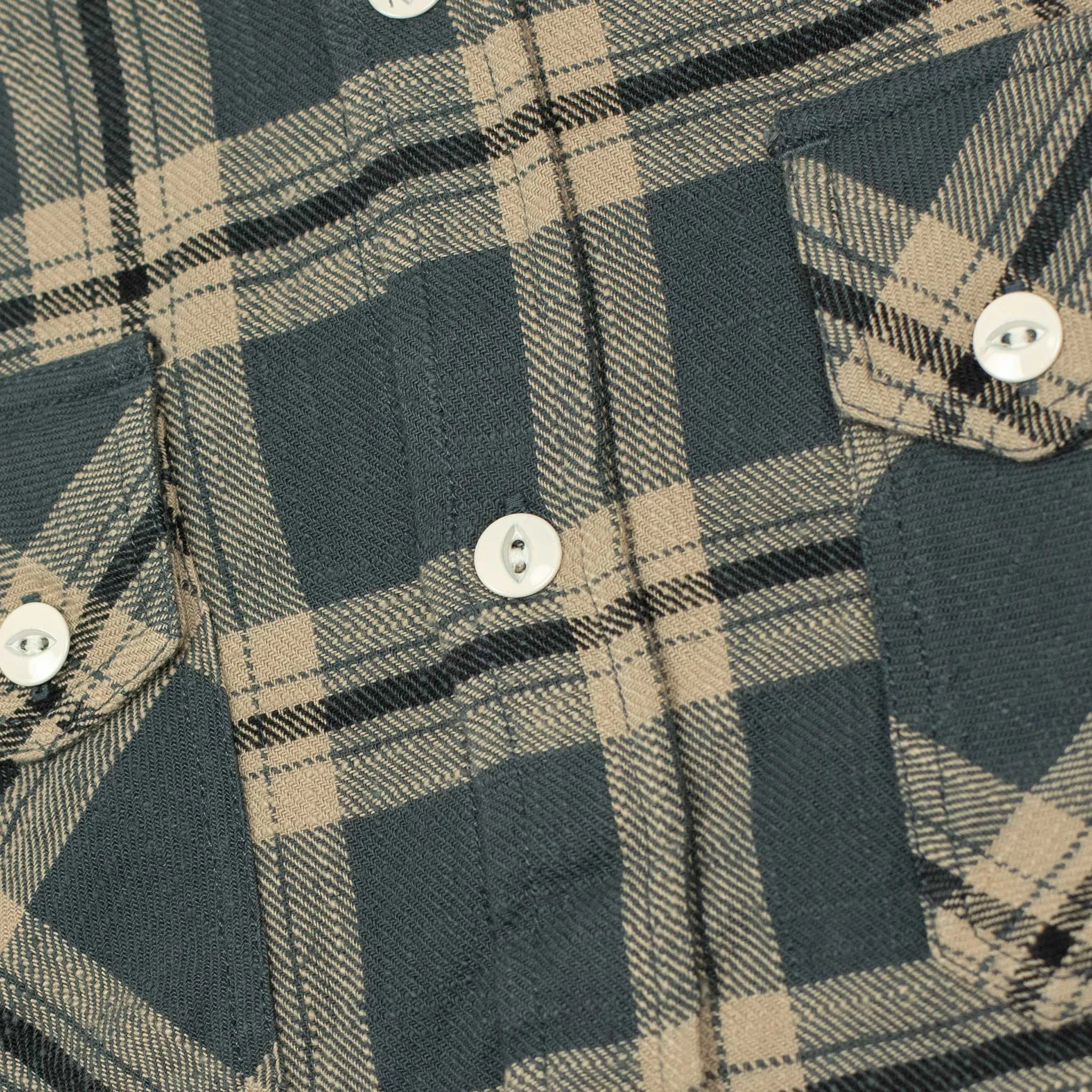 Crosscut flannel shirt in slate check cotton