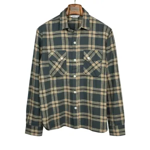 Crosscut flannel shirt in slate check cotton