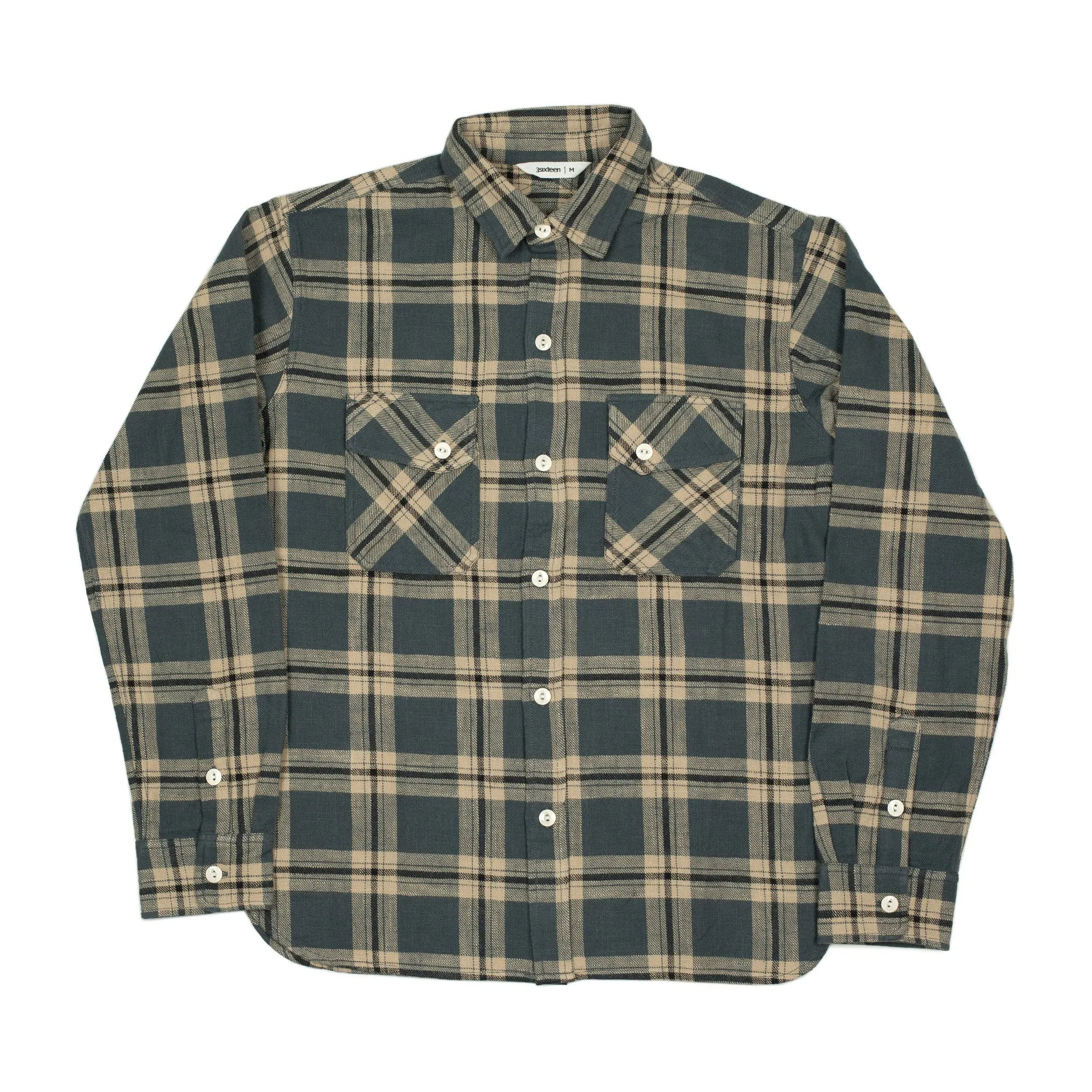 Crosscut flannel shirt in slate check cotton