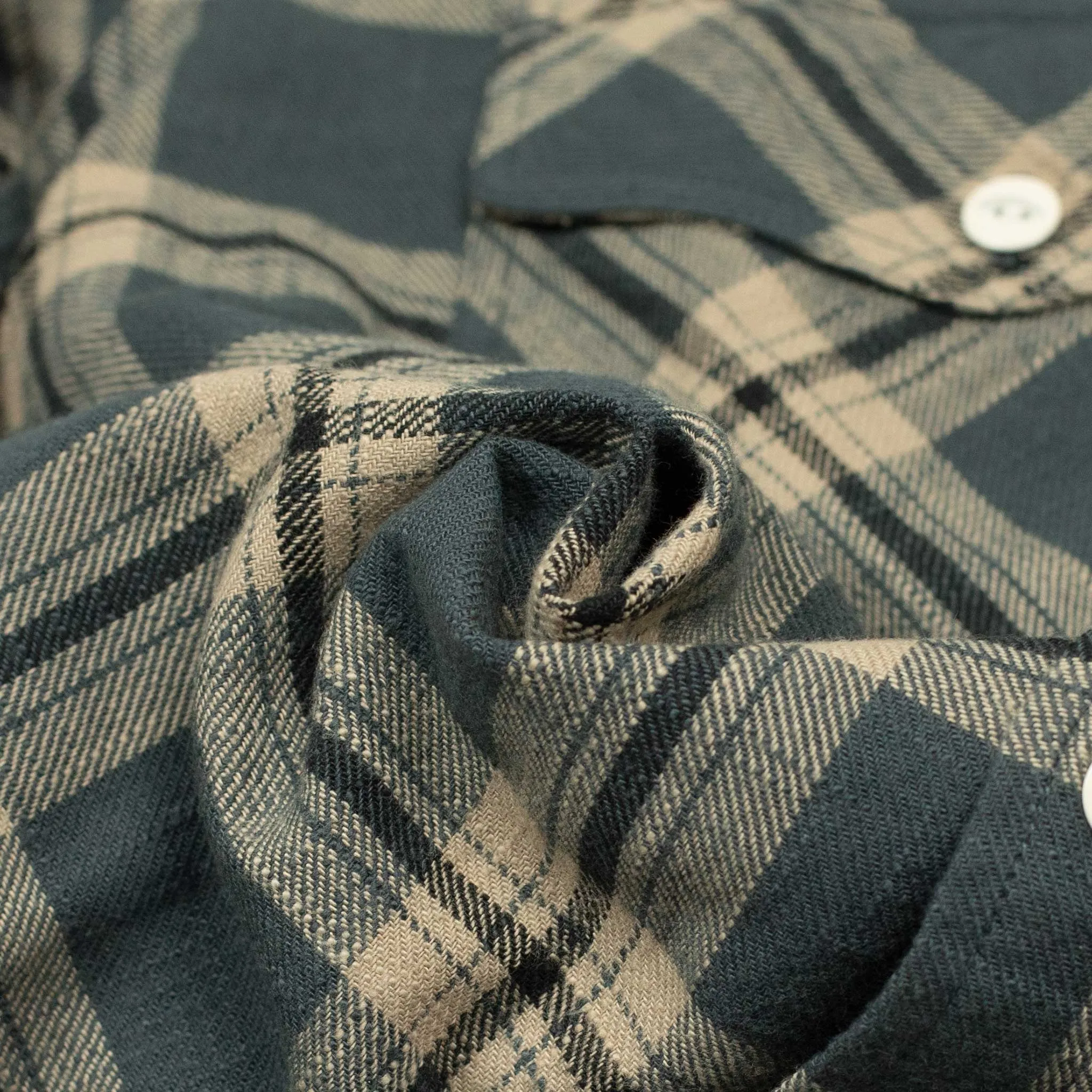 Crosscut flannel shirt in slate check cotton