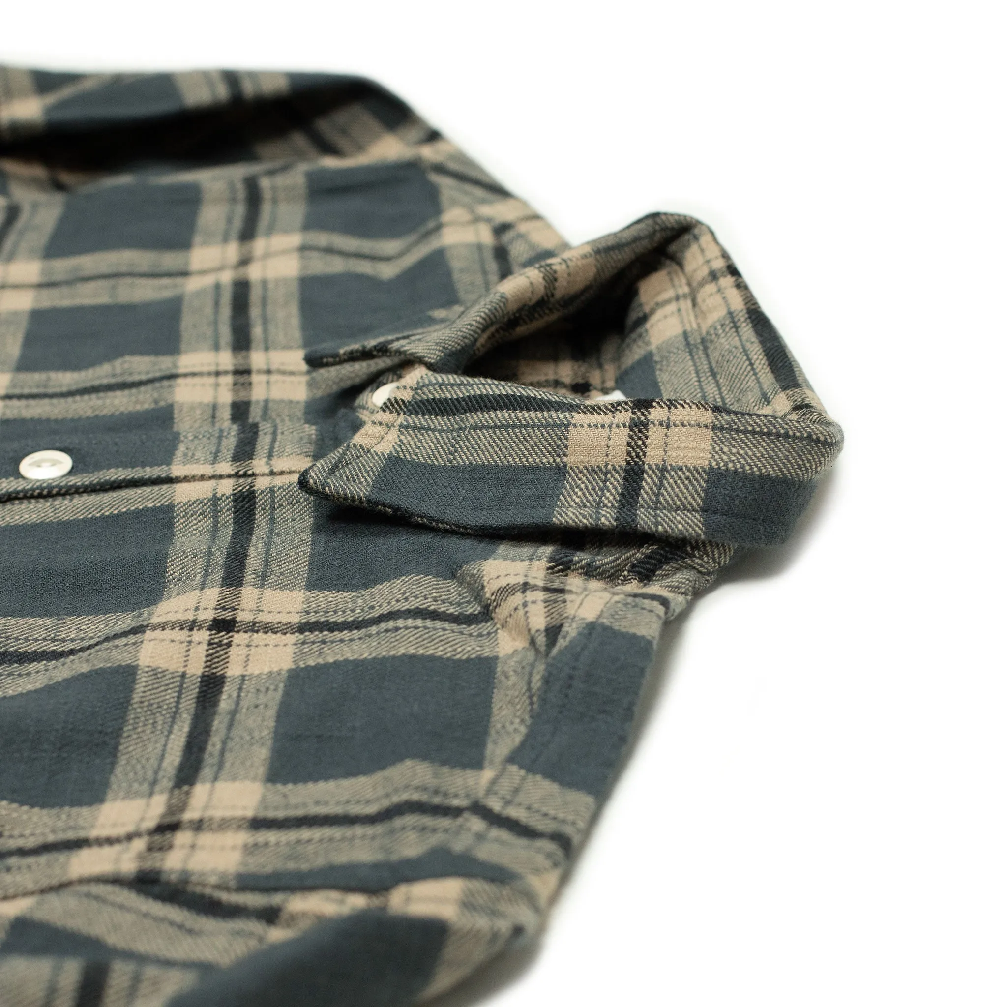 Crosscut flannel shirt in slate check cotton