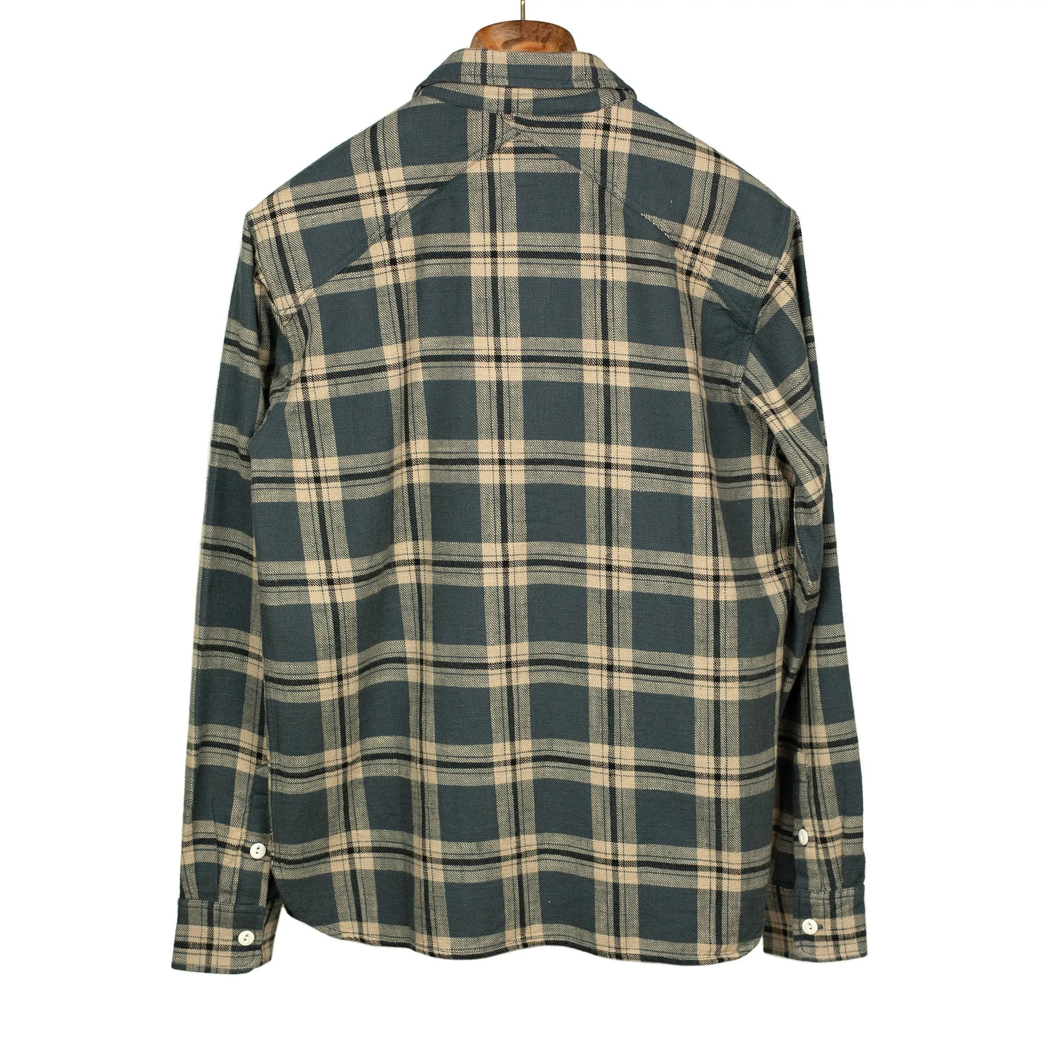 Crosscut flannel shirt in slate check cotton