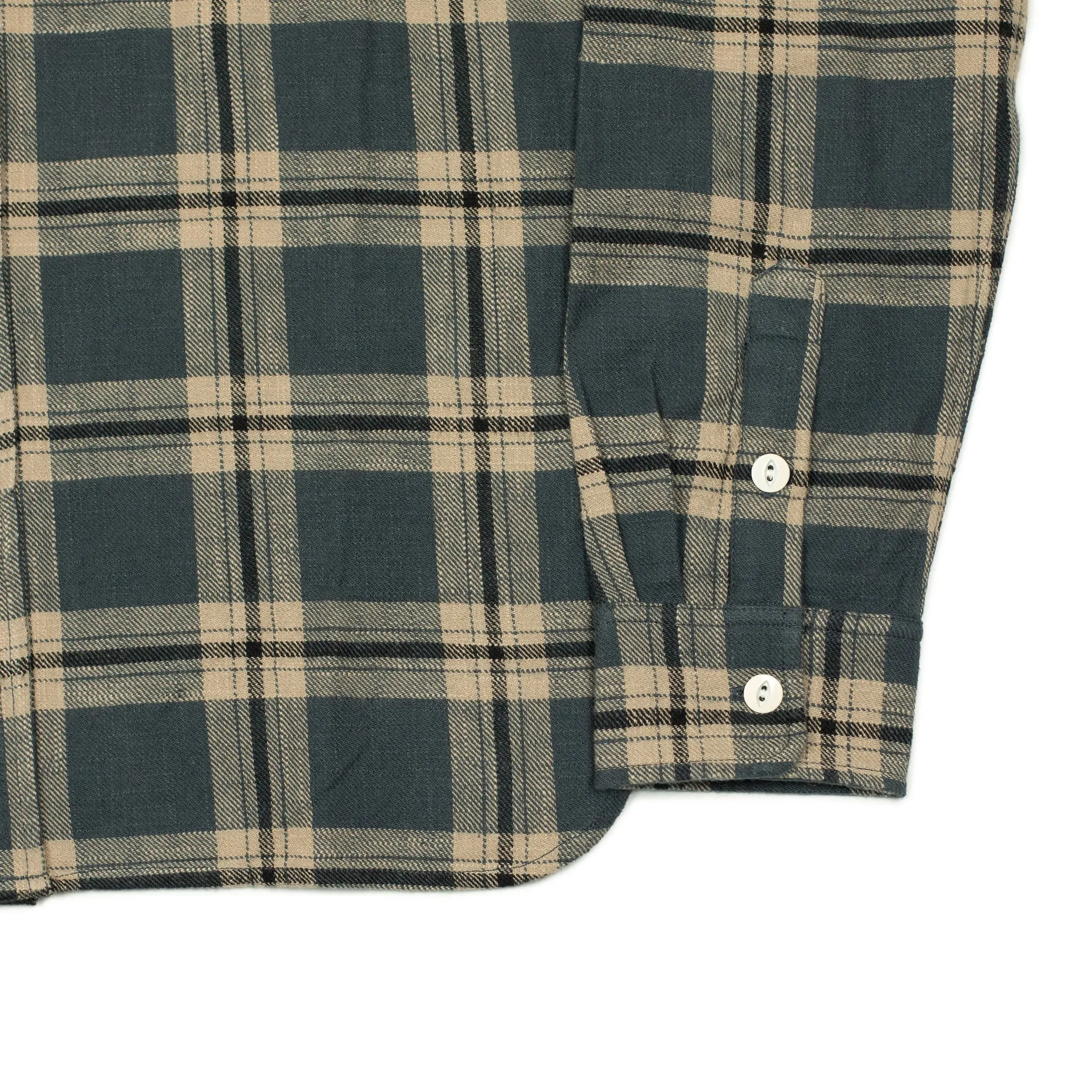 Crosscut flannel shirt in slate check cotton