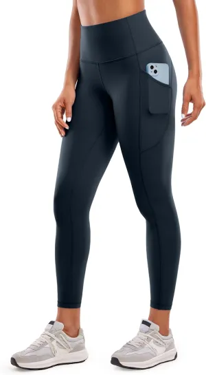 CRZ YOGA Womens Brushed Naked Feeling Workout Leggings 25" - High Waisted Gym Athletic Tummy Control Yoga Pants with Pockets