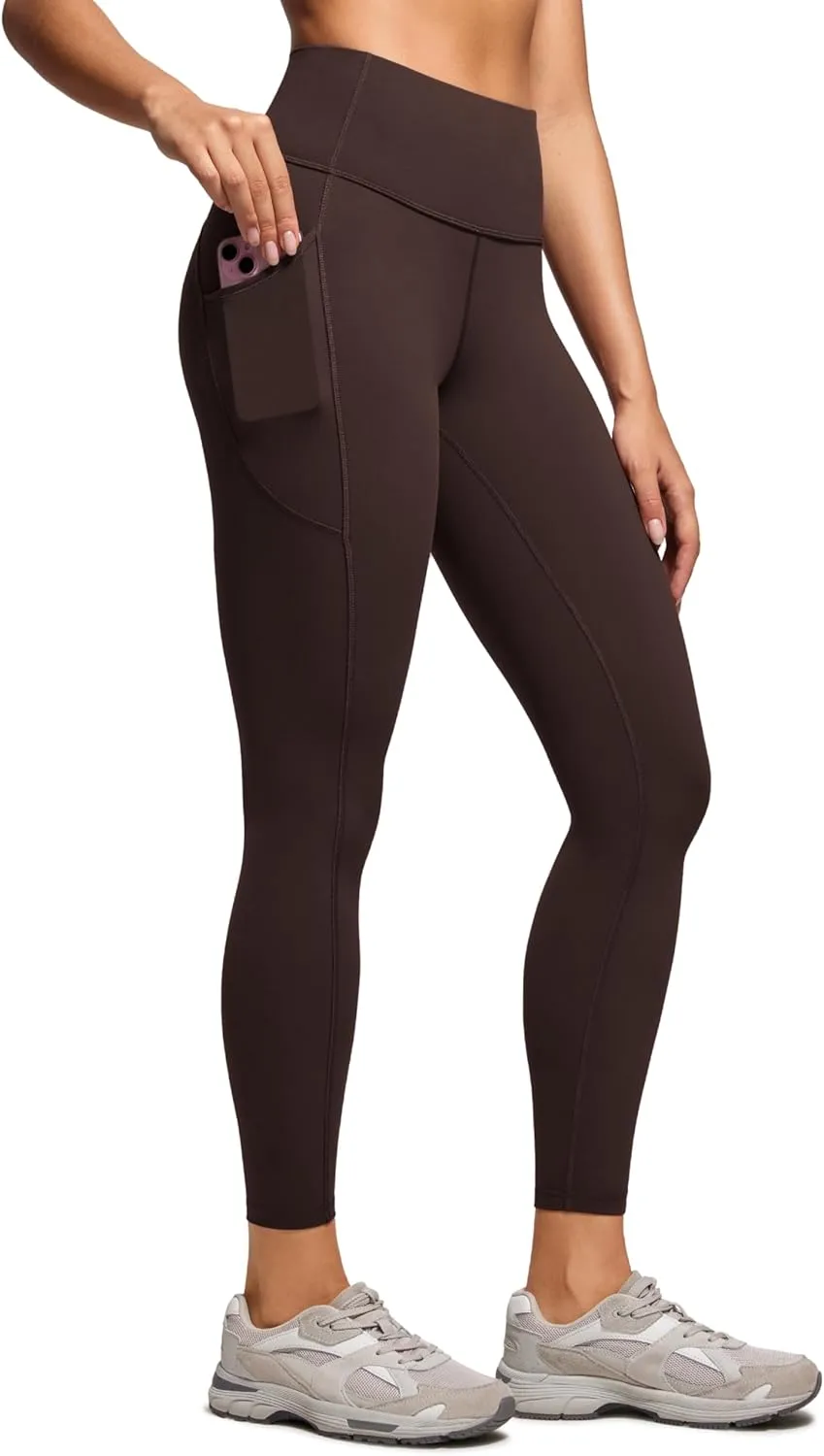 CRZ YOGA Womens Brushed Naked Feeling Workout Leggings 25" - High Waisted Gym Athletic Tummy Control Yoga Pants with Pockets