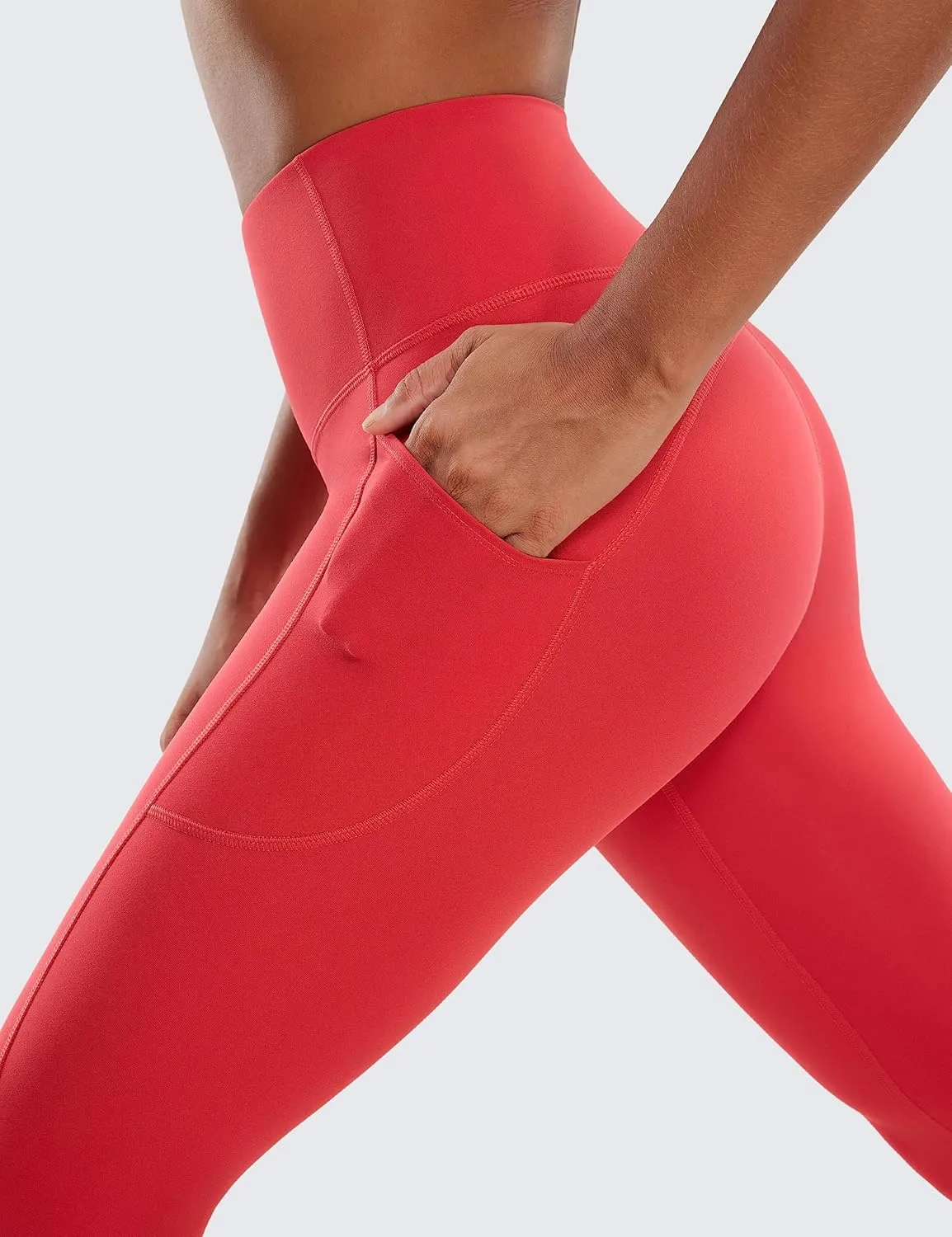 CRZ YOGA Womens Brushed Naked Feeling Workout Leggings 25" - High Waisted Gym Athletic Tummy Control Yoga Pants with Pockets