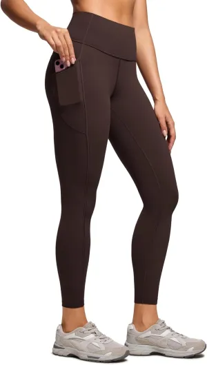 CRZ YOGA Womens Brushed Naked Feeling Workout Leggings 25" - High Waisted Gym Athletic Tummy Control Yoga Pants with Pockets