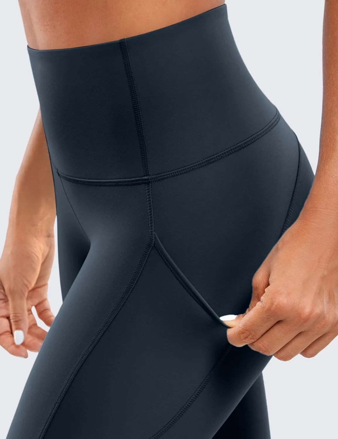 CRZ YOGA Womens Brushed Naked Feeling Workout Leggings 25" - High Waisted Gym Athletic Tummy Control Yoga Pants with Pockets