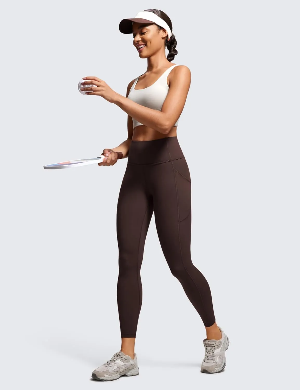 CRZ YOGA Womens Brushed Naked Feeling Workout Leggings 25" - High Waisted Gym Athletic Tummy Control Yoga Pants with Pockets