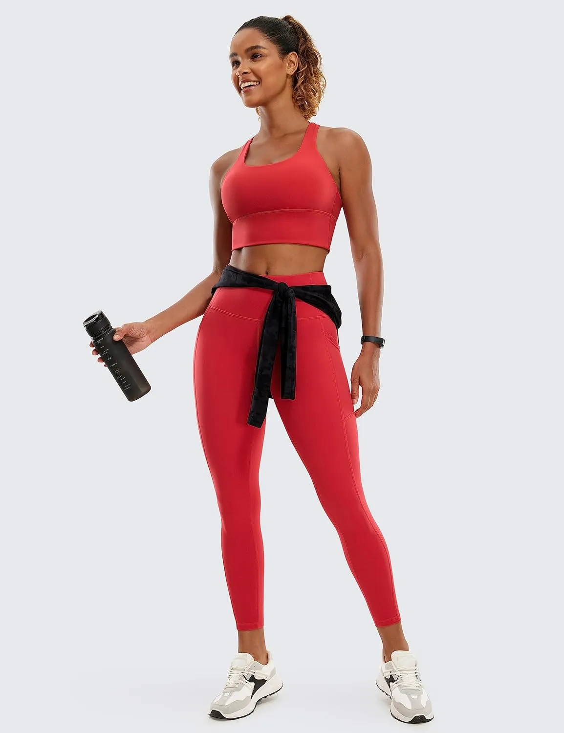 CRZ YOGA Womens Brushed Naked Feeling Workout Leggings 25" - High Waisted Gym Athletic Tummy Control Yoga Pants with Pockets