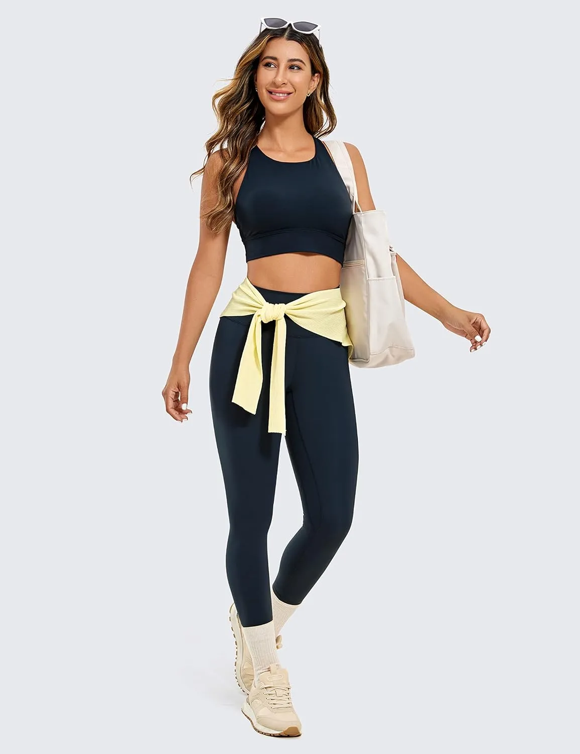 CRZ YOGA Womens Brushed Naked Feeling Workout Leggings 28"- High Waisted Gym Compression Tummy Control Yoga Pants