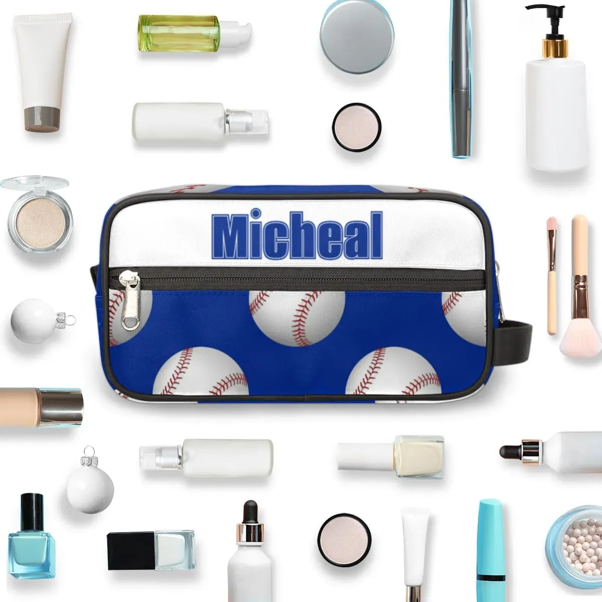 Custom Baseball(5) Makeup Bag Travel Toiletry Bag for Women, Kids Toiletry Bag Cosmetic Waterproof Small Easy-carry