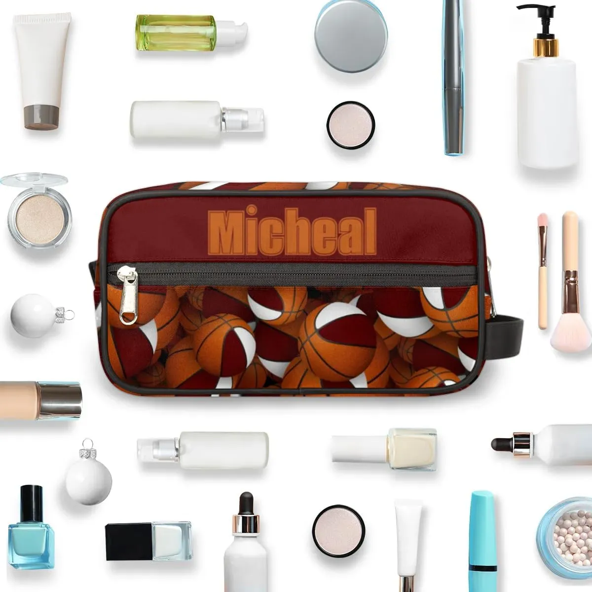 Custom Basketball(5) Makeup Bag Travel Toiletry Bag for Women, Kids Toiletry Bag Cosmetic Waterproof Small Easy-carry