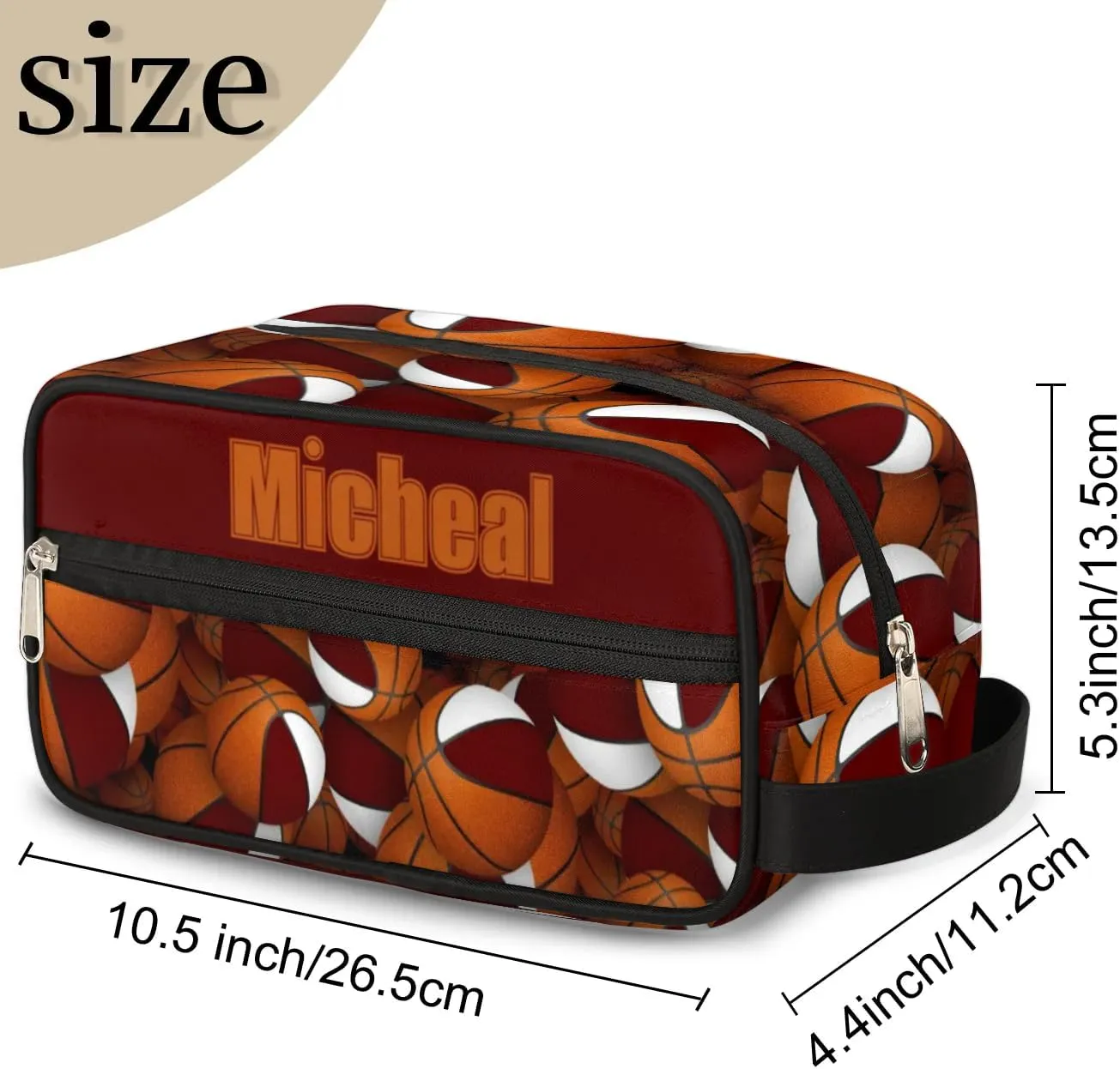 Custom Basketball(5) Makeup Bag Travel Toiletry Bag for Women, Kids Toiletry Bag Cosmetic Waterproof Small Easy-carry