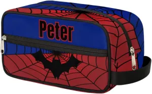 Custom Blue Spider Web Makeup Bag Travel Toiletry Bag for Women, Kids Toiletry Bag Cosmetic Waterproof Small Easy-carry Bat