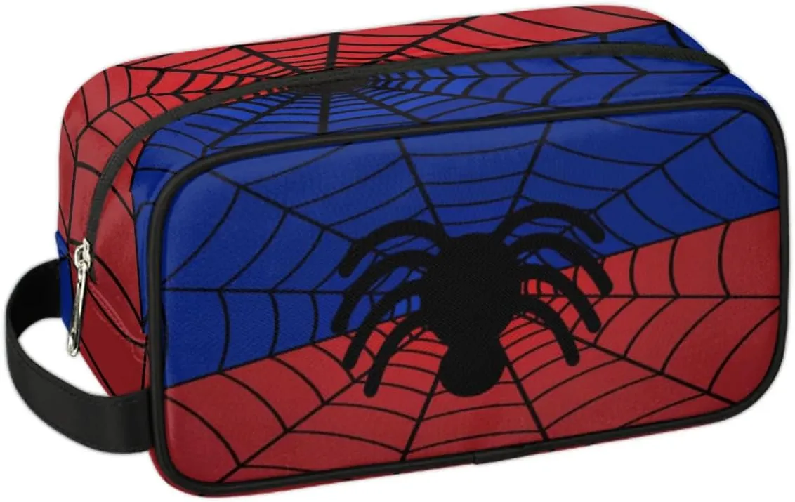 Custom Blue Spider Web Makeup Bag Travel Toiletry Bag for Women, Kids Toiletry Bag Cosmetic Waterproof Small Easy-carry Spider